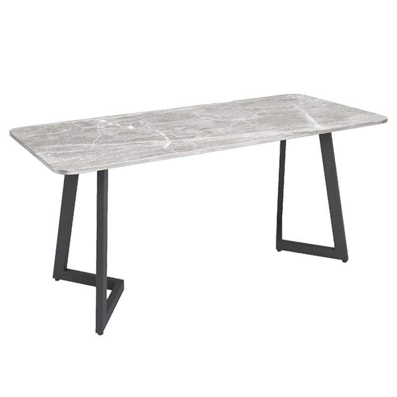 Industrial Gray Dinner Room Kitchen Table Sintered Stone Table with Black Frame Without Chairs Clearhalo ' dining_table' 'Dining Tables & Seating' 'Dining Tables' 'furn' 'furn_dining_table' 'Furniture' 'furniture_dining_table' 'Kitchen & Dining Furniture' 'kitchen&dining_furn' 'kitchen' 'kitchen_dining_table' 3886401