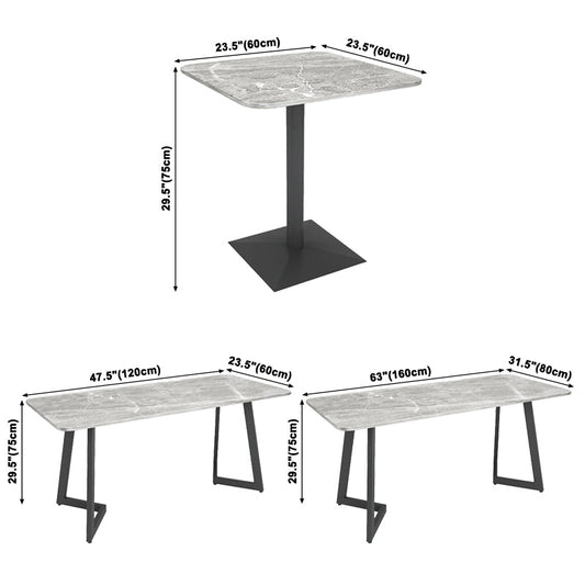 Industrial Gray Dinner Room Kitchen Table Sintered Stone Table with Black Frame