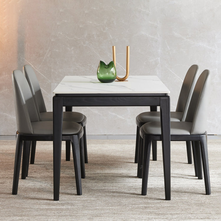 Modern Style Home Sintered Stone Dining Table Rectangle Shape Table with 4 Legs Base Clearhalo ' dining_table' 'Dining Tables & Seating' 'Dining Tables' 'furn' 'furn_dining_table' 'Furniture' 'furniture_dining_table' 'Kitchen & Dining Furniture' 'kitchen&dining_furn' 'kitchen' 'kitchen_dining_table' 3886416