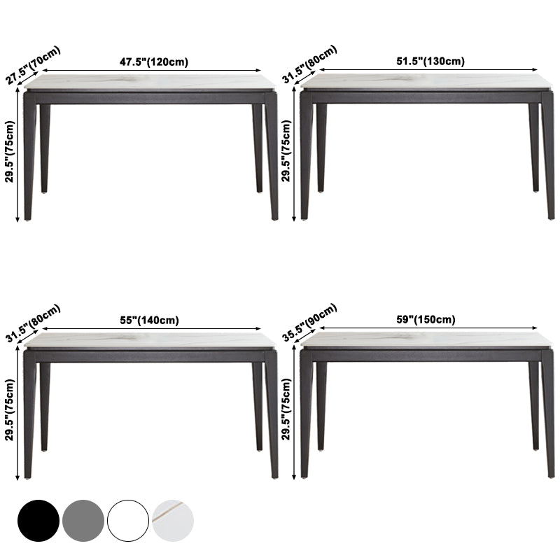 Modern Style Home Sintered Stone Dining Table Rectangle Shape Table with 4 Legs Base Clearhalo ' dining_table' 'Dining Tables & Seating' 'Dining Tables' 'furn' 'furn_dining_table' 'Furniture' 'furniture_dining_table' 'Kitchen & Dining Furniture' 'kitchen&dining_furn' 'kitchen' 'kitchen_dining_table' 3886417