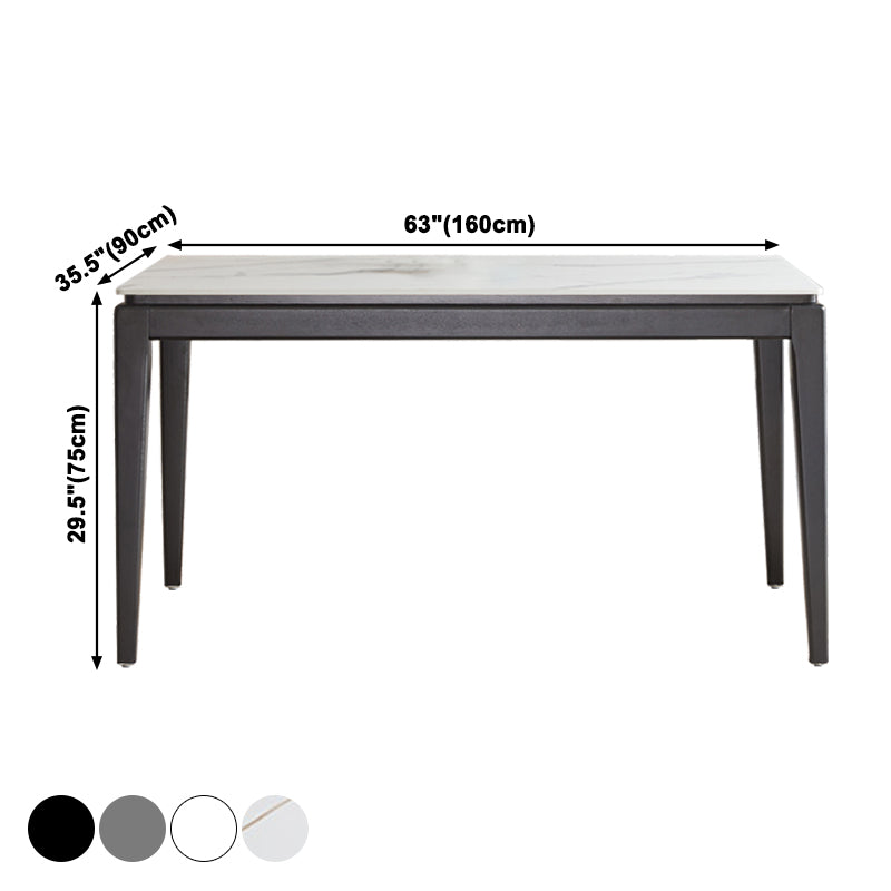 Modern Style Home Sintered Stone Dining Table Rectangle Shape Table with 4 Legs Base Clearhalo ' dining_table' 'Dining Tables & Seating' 'Dining Tables' 'furn' 'furn_dining_table' 'Furniture' 'furniture_dining_table' 'Kitchen & Dining Furniture' 'kitchen&dining_furn' 'kitchen' 'kitchen_dining_table' 3886418