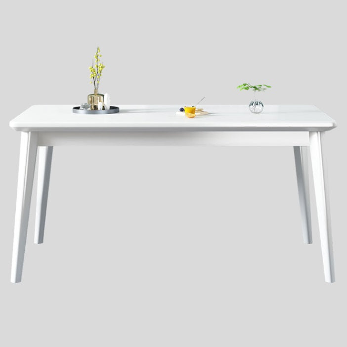 Contemporary Solid Wood Rectangle Shape Dining Table Standard Dining Table with 4 Legs Base White Without Chairs Clearhalo ' dining_table' 'Dining Tables & Seating' 'Dining Tables' 'furn' 'furn_dining_table' 'Furniture' 'furniture_dining_table' 'Kitchen & Dining Furniture' 'kitchen&dining_furn' 'kitchen' 'kitchen_dining_table' 3886435