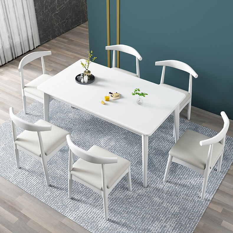 Contemporary Solid Wood Rectangle Shape Dining Table Standard Dining Table with 4 Legs Base Clearhalo ' dining_table' 'Dining Tables & Seating' 'Dining Tables' 'furn' 'furn_dining_table' 'Furniture' 'furniture_dining_table' 'Kitchen & Dining Furniture' 'kitchen&dining_furn' 'kitchen' 'kitchen_dining_table' 3886439