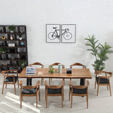 Rectangle Shape 4 Legs Industrial Dining Table Wood Color Fixed Table of Solid Wood Clearhalo ' dining_table' 'Dining Tables & Seating' 'Dining Tables' 'furn' 'furn_dining_table' 'Furniture' 'furniture_dining_table' 'Kitchen & Dining Furniture' 'kitchen&dining_furn' 'kitchen' 'kitchen_dining_table' 3886443