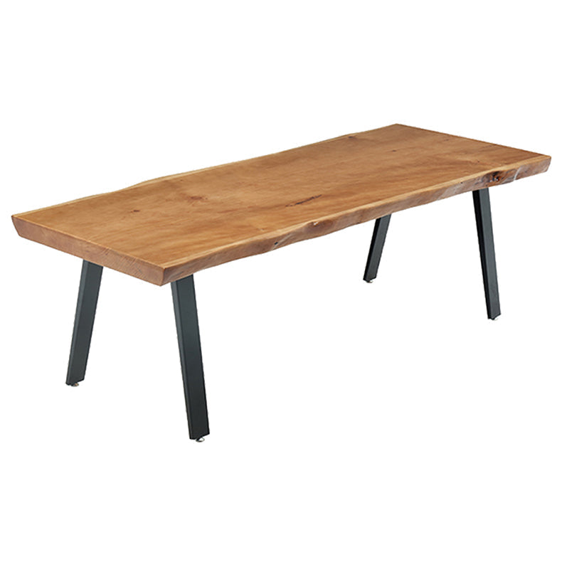 Rectangle Shape 4 Legs Industrial Dining Table Wood Color Fixed Table of Solid Wood Without Chairs Clearhalo ' dining_table' 'Dining Tables & Seating' 'Dining Tables' 'furn' 'furn_dining_table' 'Furniture' 'furniture_dining_table' 'Kitchen & Dining Furniture' 'kitchen&dining_furn' 'kitchen' 'kitchen_dining_table' 3886446