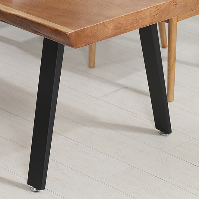 Rectangle Shape 4 Legs Industrial Dining Table Wood Color Fixed Table of Solid Wood Clearhalo ' dining_table' 'Dining Tables & Seating' 'Dining Tables' 'furn' 'furn_dining_table' 'Furniture' 'furniture_dining_table' 'Kitchen & Dining Furniture' 'kitchen&dining_furn' 'kitchen' 'kitchen_dining_table' 3886450