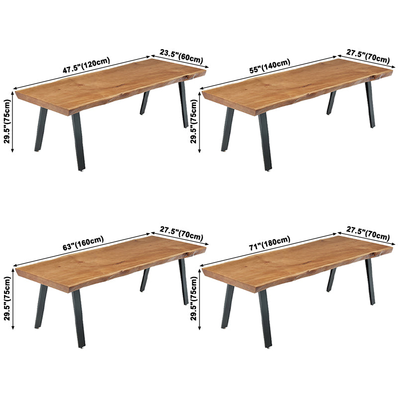 Rectangle Shape 4 Legs Industrial Dining Table Wood Color Fixed Table of Solid Wood Clearhalo ' dining_table' 'Dining Tables & Seating' 'Dining Tables' 'furn' 'furn_dining_table' 'Furniture' 'furniture_dining_table' 'Kitchen & Dining Furniture' 'kitchen&dining_furn' 'kitchen' 'kitchen_dining_table' 3886451