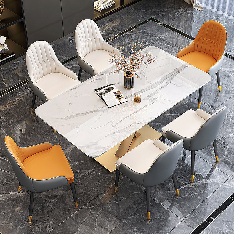 Traditional Luxury Pedestal Rectangle Dining Table Stone Table for Dining Room Clearhalo ' dining_table' 'Dining Tables & Seating' 'Dining Tables' 'furn' 'furn_dining_table' 'Furniture' 'furniture_dining_table' 'Kitchen & Dining Furniture' 'kitchen&dining_furn' 'kitchen' 'kitchen_dining_table' 3886456