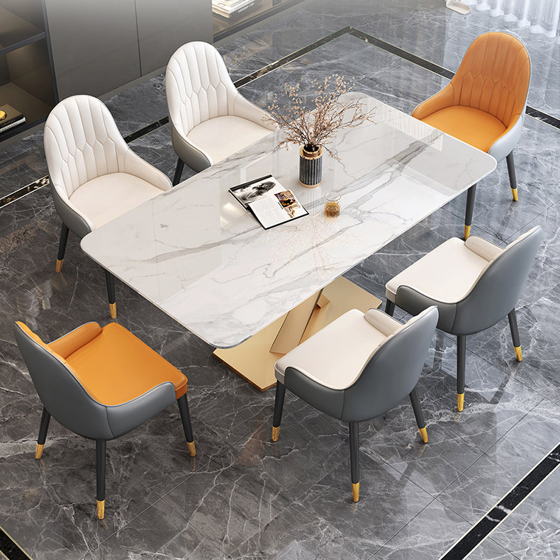 Traditional Luxury Pedestal Rectangle Dining Table Stone Table for Dining Room Clearhalo ' dining_table' 'Dining Tables & Seating' 'Dining Tables' 'furn' 'furn_dining_table' 'Furniture' 'furniture_dining_table' 'Kitchen & Dining Furniture' 'kitchen&dining_furn' 'kitchen' 'kitchen_dining_table' 3886457