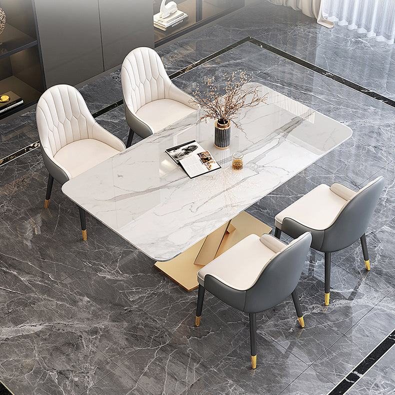 Traditional Luxury Pedestal Rectangle Dining Table Stone Table for Dining Room Clearhalo ' dining_table' 'Dining Tables & Seating' 'Dining Tables' 'furn' 'furn_dining_table' 'Furniture' 'furniture_dining_table' 'Kitchen & Dining Furniture' 'kitchen&dining_furn' 'kitchen' 'kitchen_dining_table' 3886458