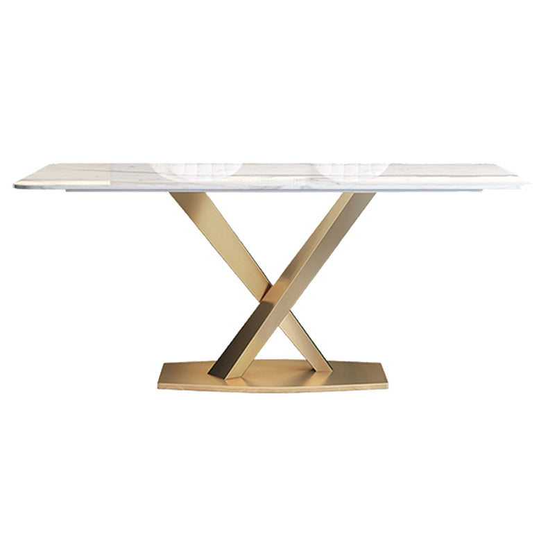 Traditional Luxury Pedestal Rectangle Dining Table Stone Table for Dining Room Gold Without Chairs Clearhalo ' dining_table' 'Dining Tables & Seating' 'Dining Tables' 'furn' 'furn_dining_table' 'Furniture' 'furniture_dining_table' 'Kitchen & Dining Furniture' 'kitchen&dining_furn' 'kitchen' 'kitchen_dining_table' 3886460