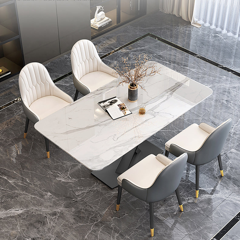 Traditional Luxury Pedestal Rectangle Dining Table Stone Table for Dining Room Clearhalo ' dining_table' 'Dining Tables & Seating' 'Dining Tables' 'furn' 'furn_dining_table' 'Furniture' 'furniture_dining_table' 'Kitchen & Dining Furniture' 'kitchen&dining_furn' 'kitchen' 'kitchen_dining_table' 3886467
