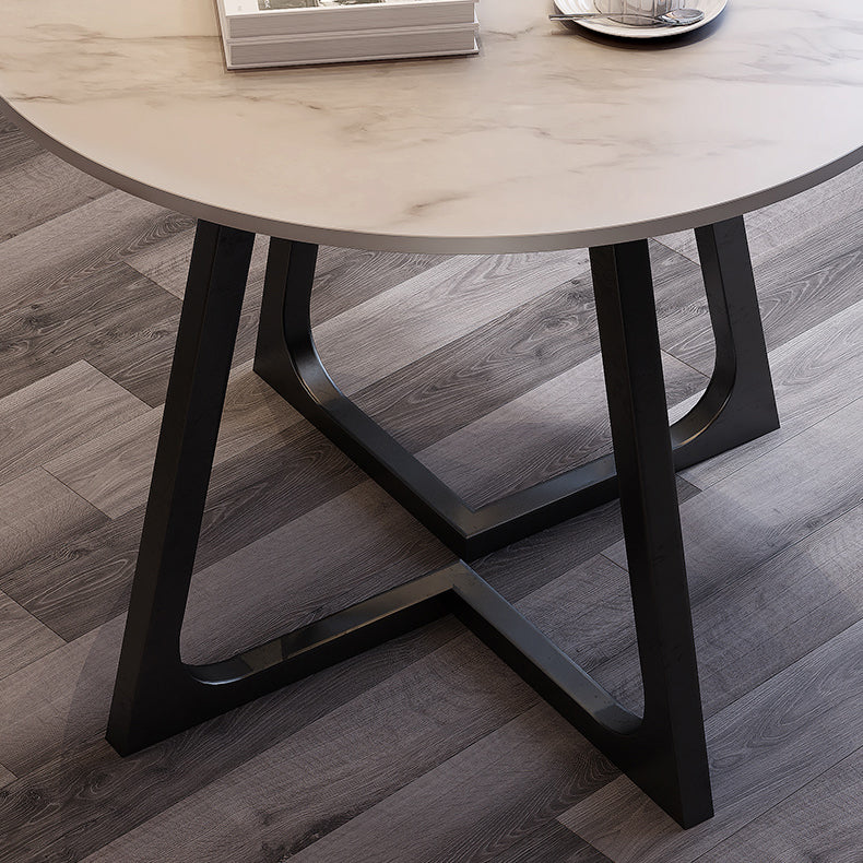 Traditional Luxury Round Dining Room Table Sintered Stone Table with Double Pedestal Clearhalo ' dining_table' 'Dining Tables & Seating' 'Dining Tables' 'furn' 'furn_dining_table' 'Furniture' 'furniture_dining_table' 'Kitchen & Dining Furniture' 'kitchen&dining_furn' 'kitchen' 'kitchen_dining_table' 3886476