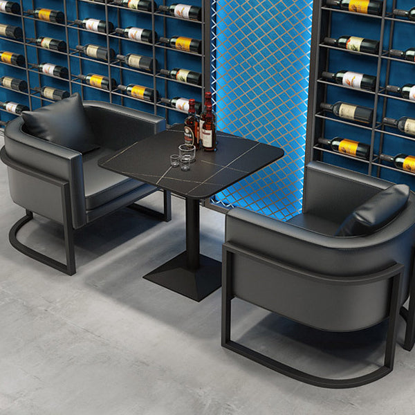 Industrial Style Sintered Stone Dinner Room Kitchen Table Black Table with Metal Base Clearhalo ' dining_table' 'Dining Tables & Seating' 'Dining Tables' 'furn' 'furn_dining_table' 'Furniture' 'furniture_dining_table' 'Kitchen & Dining Furniture' 'kitchen&dining_furn' 'kitchen' 'kitchen_dining_table' 3886484