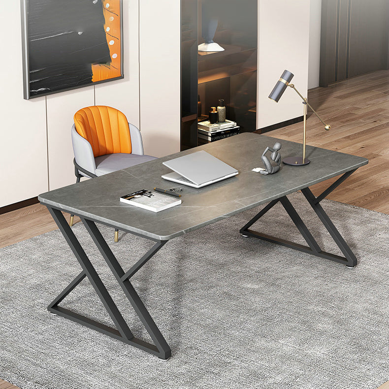 Rectangle Casual Dining Table Grey Tone Fixed Table with Sintered Stone Clearhalo ' dining_table' 'Dining Tables & Seating' 'Dining Tables' 'furn' 'furn_dining_table' 'Furniture' 'furniture_dining_table' 'Kitchen & Dining Furniture' 'kitchen&dining_furn' 'kitchen' 'kitchen_dining_table' 3886486