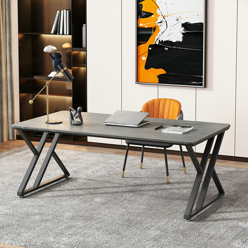 Rectangle Casual Dining Table Grey Tone Fixed Table with Sintered Stone Clearhalo ' dining_table' 'Dining Tables & Seating' 'Dining Tables' 'furn' 'furn_dining_table' 'Furniture' 'furniture_dining_table' 'Kitchen & Dining Furniture' 'kitchen&dining_furn' 'kitchen' 'kitchen_dining_table' 3886488