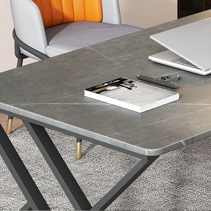 Rectangle Casual Dining Table Grey Tone Fixed Table with Sintered Stone Clearhalo ' dining_table' 'Dining Tables & Seating' 'Dining Tables' 'furn' 'furn_dining_table' 'Furniture' 'furniture_dining_table' 'Kitchen & Dining Furniture' 'kitchen&dining_furn' 'kitchen' 'kitchen_dining_table' 3886491