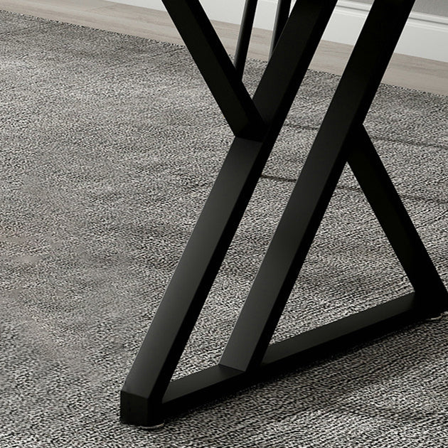 Rectangle Casual Dining Table Grey Tone Fixed Table with Sintered Stone Clearhalo ' dining_table' 'Dining Tables & Seating' 'Dining Tables' 'furn' 'furn_dining_table' 'Furniture' 'furniture_dining_table' 'Kitchen & Dining Furniture' 'kitchen&dining_furn' 'kitchen' 'kitchen_dining_table' 3886493