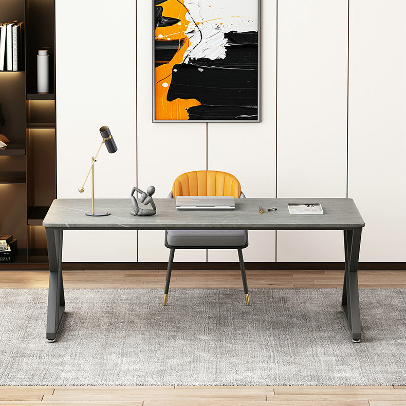 Rectangle Casual Dining Table Grey Tone Fixed Table with Sintered Stone Clearhalo ' dining_table' 'Dining Tables & Seating' 'Dining Tables' 'furn' 'furn_dining_table' 'Furniture' 'furniture_dining_table' 'Kitchen & Dining Furniture' 'kitchen&dining_furn' 'kitchen' 'kitchen_dining_table' 3886497
