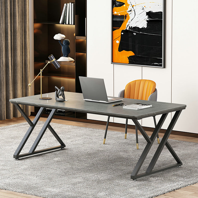Rectangle Casual Dining Table Grey Tone Fixed Table with Sintered Stone Clearhalo ' dining_table' 'Dining Tables & Seating' 'Dining Tables' 'furn' 'furn_dining_table' 'Furniture' 'furniture_dining_table' 'Kitchen & Dining Furniture' 'kitchen&dining_furn' 'kitchen' 'kitchen_dining_table' 3886498