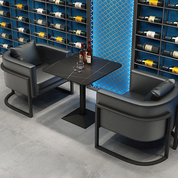 Industrial Dining Table Black Sintered Stone Table with Black Metal Base for Dining Room Clearhalo ' dining_table' 'Dining Tables & Seating' 'Dining Tables' 'furn' 'furn_dining_table' 'Furniture' 'furniture_dining_table' 'Kitchen & Dining Furniture' 'kitchen&dining_furn' 'kitchen' 'kitchen_dining_table' 3886500