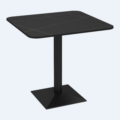 Industrial Dining Table Black Sintered Stone Table with Black Metal Base for Dining Room 23.6"L x 23.6"W x 29.5"H Without Chairs Clearhalo ' dining_table' 'Dining Tables & Seating' 'Dining Tables' 'furn' 'furn_dining_table' 'Furniture' 'furniture_dining_table' 'Kitchen & Dining Furniture' 'kitchen&dining_furn' 'kitchen' 'kitchen_dining_table' 3886505