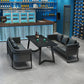 Industrial Dining Table Black Sintered Stone Table with Black Metal Base for Dining Room Clearhalo ' dining_table' 'Dining Tables & Seating' 'Dining Tables' 'furn' 'furn_dining_table' 'Furniture' 'furniture_dining_table' 'Kitchen & Dining Furniture' 'kitchen&dining_furn' 'kitchen' 'kitchen_dining_table' 3886507