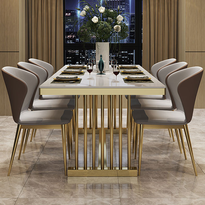 Metal Traditional Luxury Rectangle Table Sintered Stone Table with Metal Trestle Clearhalo ' dining_table' 'Dining Tables & Seating' 'Dining Tables' 'furn' 'furn_dining_table' 'Furniture' 'furniture_dining_table' 'Kitchen & Dining Furniture' 'kitchen&dining_furn' 'kitchen' 'kitchen_dining_table' 3886518