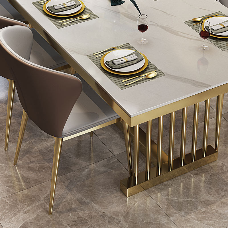 Metal Traditional Luxury Rectangle Table Sintered Stone Table with Metal Trestle Clearhalo ' dining_table' 'Dining Tables & Seating' 'Dining Tables' 'furn' 'furn_dining_table' 'Furniture' 'furniture_dining_table' 'Kitchen & Dining Furniture' 'kitchen&dining_furn' 'kitchen' 'kitchen_dining_table' 3886520