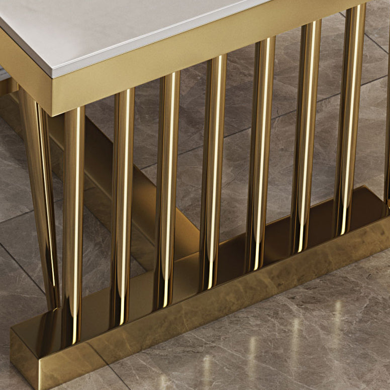 Metal Traditional Luxury Rectangle Table Sintered Stone Table with Metal Trestle Clearhalo ' dining_table' 'Dining Tables & Seating' 'Dining Tables' 'furn' 'furn_dining_table' 'Furniture' 'furniture_dining_table' 'Kitchen & Dining Furniture' 'kitchen&dining_furn' 'kitchen' 'kitchen_dining_table' 3886525