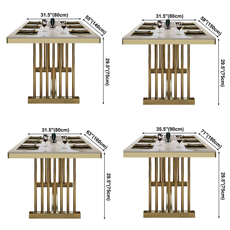 Metal Traditional Luxury Rectangle Table Sintered Stone Table with Metal Trestle Clearhalo ' dining_table' 'Dining Tables & Seating' 'Dining Tables' 'furn' 'furn_dining_table' 'Furniture' 'furniture_dining_table' 'Kitchen & Dining Furniture' 'kitchen&dining_furn' 'kitchen' 'kitchen_dining_table' 3886526