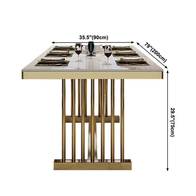 Metal Traditional Luxury Rectangle Table Sintered Stone Table with Metal Trestle Clearhalo ' dining_table' 'Dining Tables & Seating' 'Dining Tables' 'furn' 'furn_dining_table' 'Furniture' 'furniture_dining_table' 'Kitchen & Dining Furniture' 'kitchen&dining_furn' 'kitchen' 'kitchen_dining_table' 3886527