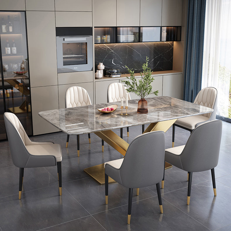 Minimalist Sintered Stone Top Standard Dining Table Rectangle Dining Table for Kitchen Gray Gold Clearhalo ' dining_table' 'Dining Tables & Seating' 'Dining Tables' 'furn' 'furn_dining_table' 'Furniture' 'furniture_dining_table' 'Kitchen & Dining Furniture' 'kitchen&dining_furn' 'kitchen' 'kitchen_dining_table' 3886529
