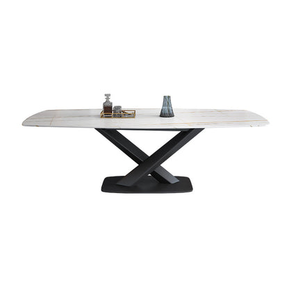 Minimalist Sintered Stone Top Standard Dining Table Rectangle Dining Table for Kitchen White Black Clearhalo ' dining_table' 'Dining Tables & Seating' 'Dining Tables' 'furn' 'furn_dining_table' 'Furniture' 'furniture_dining_table' 'Kitchen & Dining Furniture' 'kitchen&dining_furn' 'kitchen' 'kitchen_dining_table' 3886531