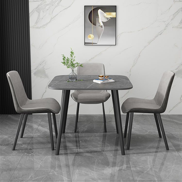 Industrial Style Home Sintered Stone Dining Table Square Shape Table with 4 Legs Base Clearhalo ' dining_table' 'Dining Tables & Seating' 'Dining Tables' 'furn' 'furn_dining_table' 'Furniture' 'furniture_dining_table' 'Kitchen & Dining Furniture' 'kitchen&dining_furn' 'kitchen' 'kitchen_dining_table' 3886616