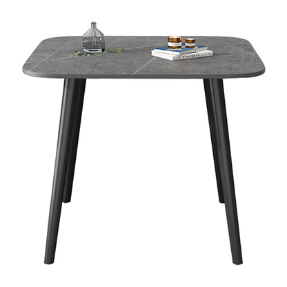 Industrial Style Home Sintered Stone Dining Table Square Shape Table with 4 Legs Base Gray Without Chairs Clearhalo ' dining_table' 'Dining Tables & Seating' 'Dining Tables' 'furn' 'furn_dining_table' 'Furniture' 'furniture_dining_table' 'Kitchen & Dining Furniture' 'kitchen&dining_furn' 'kitchen' 'kitchen_dining_table' 3886619