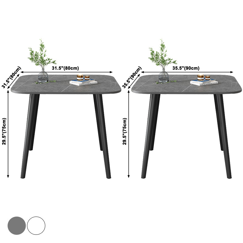 Industrial Style Home Sintered Stone Dining Table Square Shape Table with 4 Legs Base Clearhalo ' dining_table' 'Dining Tables & Seating' 'Dining Tables' 'furn' 'furn_dining_table' 'Furniture' 'furniture_dining_table' 'Kitchen & Dining Furniture' 'kitchen&dining_furn' 'kitchen' 'kitchen_dining_table' 3886623