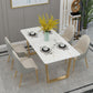 Rectangle Shape Dining Table Sintered Stone Table Luxury with Double Pedestal White Gold Without Chairs Clearhalo ' dining_table' 'Dining Tables & Seating' 'Dining Tables' 'furn' 'furn_dining_table' 'Furniture' 'furniture_dining_table' 'Kitchen & Dining Furniture' 'kitchen&dining_furn' 'kitchen' 'kitchen_dining_table' 3886626