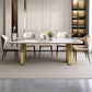 Traditional Luxury Sintered Stone Top Dining Table Rectangle Table With Metal Double Pedestal Clearhalo ' dining_table' 'Dining Tables & Seating' 'Dining Tables' 'furn' 'furn_dining_table' 'Furniture' 'furniture_dining_table' 'Kitchen & Dining Furniture' 'kitchen&dining_furn' 'kitchen' 'kitchen_dining_table' 3886656