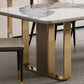 Traditional Luxury Sintered Stone Top Dining Table Rectangle Table With Metal Double Pedestal Clearhalo ' dining_table' 'Dining Tables & Seating' 'Dining Tables' 'furn' 'furn_dining_table' 'Furniture' 'furniture_dining_table' 'Kitchen & Dining Furniture' 'kitchen&dining_furn' 'kitchen' 'kitchen_dining_table' 3886660