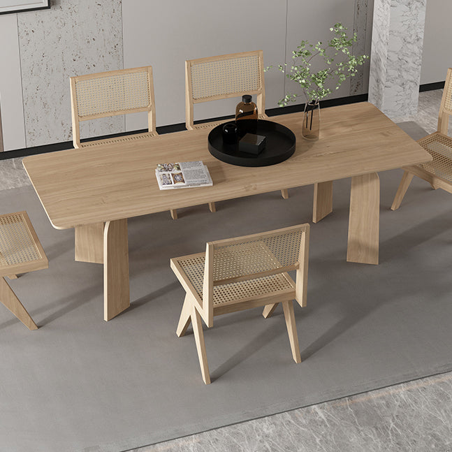 Simple Kitchen Standard Dining Table Solid Wood Khaki Dining Table with 4 Legs Base Clearhalo ' dining_table' 'Dining Tables & Seating' 'Dining Tables' 'furn' 'furn_dining_table' 'Furniture' 'furniture_dining_table' 'Kitchen & Dining Furniture' 'kitchen&dining_furn' 'kitchen' 'kitchen_dining_table' 3886674