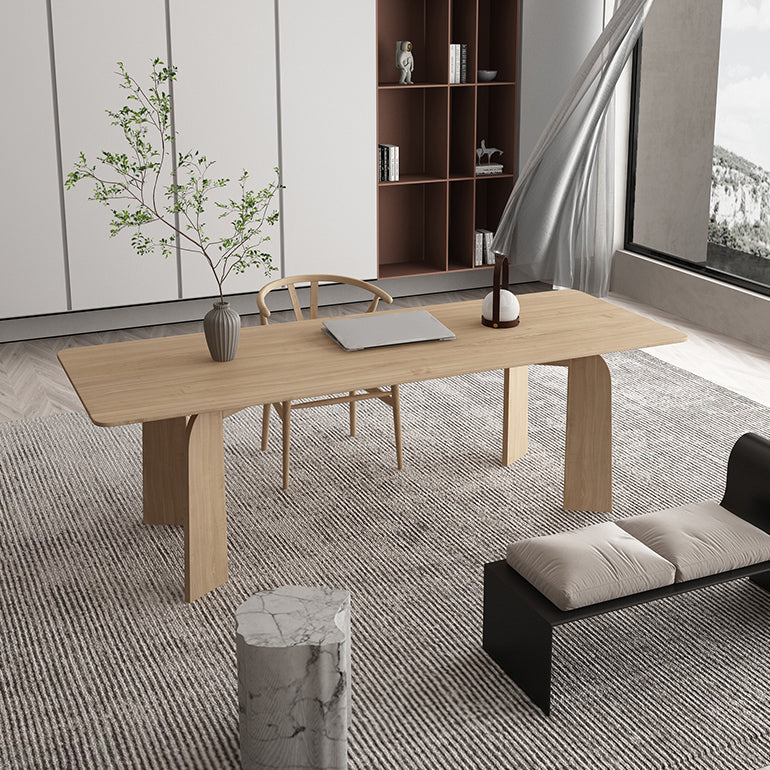 Simple Kitchen Standard Dining Table Solid Wood Khaki Dining Table with 4 Legs Base Clearhalo ' dining_table' 'Dining Tables & Seating' 'Dining Tables' 'furn' 'furn_dining_table' 'Furniture' 'furniture_dining_table' 'Kitchen & Dining Furniture' 'kitchen&dining_furn' 'kitchen' 'kitchen_dining_table' 3886679