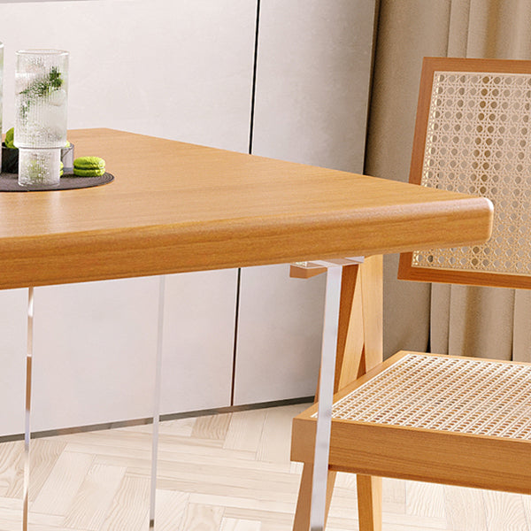 Minimalist Khaki Solid Wood Dining Table Rectangle Shape Dining Table with Double Pedestal Bases Clearhalo ' dining_table' 'Dining Tables & Seating' 'Dining Tables' 'furn' 'furn_dining_table' 'Furniture' 'furniture_dining_table' 'Kitchen & Dining Furniture' 'kitchen&dining_furn' 'kitchen' 'kitchen_dining_table' 3886687