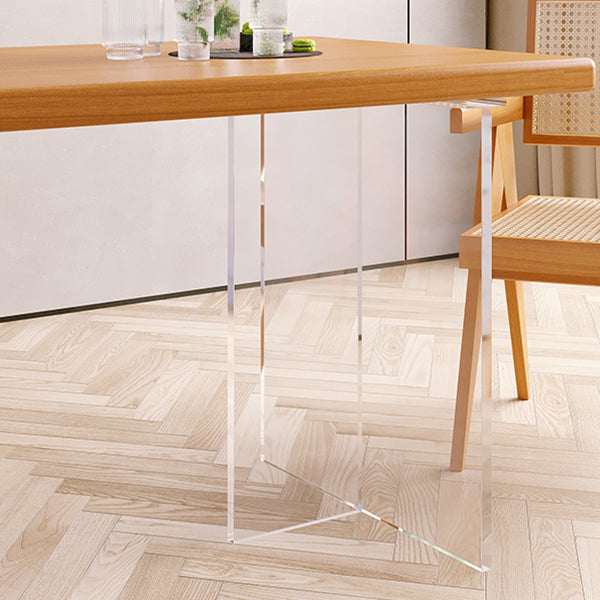 Minimalist Khaki Solid Wood Dining Table Rectangle Shape Dining Table with Double Pedestal Bases Clearhalo ' dining_table' 'Dining Tables & Seating' 'Dining Tables' 'furn' 'furn_dining_table' 'Furniture' 'furniture_dining_table' 'Kitchen & Dining Furniture' 'kitchen&dining_furn' 'kitchen' 'kitchen_dining_table' 3886688