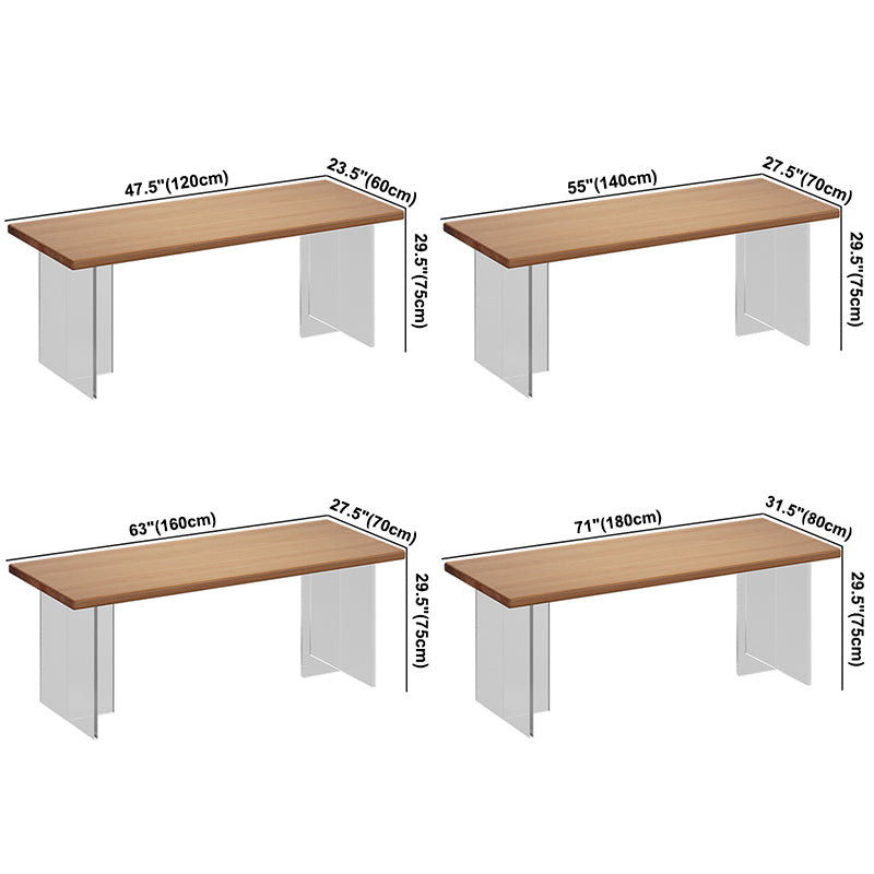 Minimalist Khaki Solid Wood Dining Table Rectangle Shape Dining Table with Double Pedestal Bases Clearhalo ' dining_table' 'Dining Tables & Seating' 'Dining Tables' 'furn' 'furn_dining_table' 'Furniture' 'furniture_dining_table' 'Kitchen & Dining Furniture' 'kitchen&dining_furn' 'kitchen' 'kitchen_dining_table' 3886690