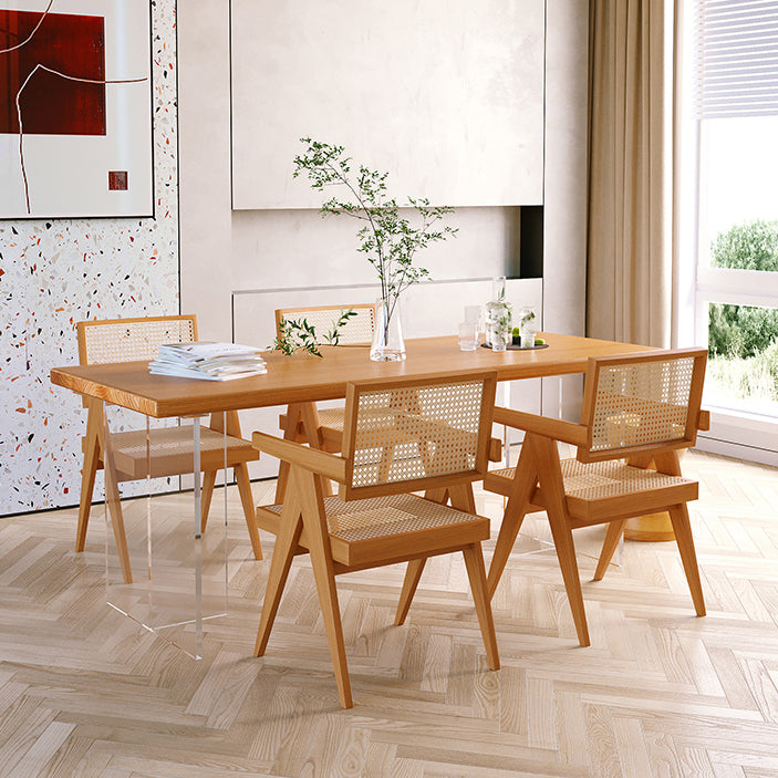 Minimalist Khaki Solid Wood Dining Table Rectangle Shape Dining Table with Double Pedestal Bases Clearhalo ' dining_table' 'Dining Tables & Seating' 'Dining Tables' 'furn' 'furn_dining_table' 'Furniture' 'furniture_dining_table' 'Kitchen & Dining Furniture' 'kitchen&dining_furn' 'kitchen' 'kitchen_dining_table' 3886692