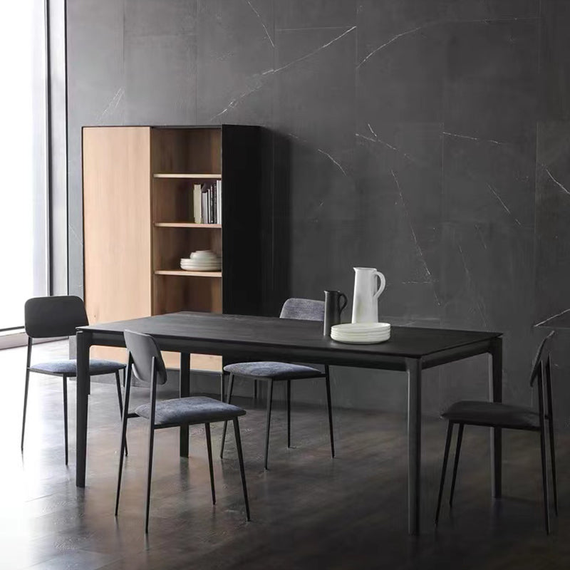 Industrial Black Solid Wood Dining Table Rectangle Shape Dining Table for Kitchen Clearhalo ' dining_table' 'Dining Tables & Seating' 'Dining Tables' 'furn' 'furn_dining_table' 'Furniture' 'furniture_dining_table' 'Kitchen & Dining Furniture' 'kitchen&dining_furn' 'kitchen' 'kitchen_dining_table' 3886697