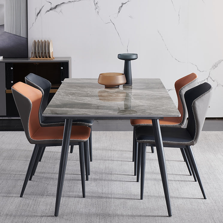 Metal Contemporary Rectangular Dining Table Sintered Stone Table with Metal Legs Clearhalo ' dining_table' 'Dining Tables & Seating' 'Dining Tables' 'furn' 'furn_dining_table' 'Furniture' 'furniture_dining_table' 'Kitchen & Dining Furniture' 'kitchen&dining_furn' 'kitchen' 'kitchen_dining_table' 3886716