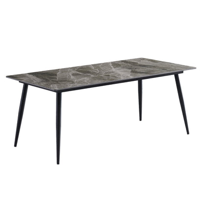Metal Contemporary Rectangular Dining Table Sintered Stone Table with Metal Legs Gray Without Chairs Clearhalo ' dining_table' 'Dining Tables & Seating' 'Dining Tables' 'furn' 'furn_dining_table' 'Furniture' 'furniture_dining_table' 'Kitchen & Dining Furniture' 'kitchen&dining_furn' 'kitchen' 'kitchen_dining_table' 3886718