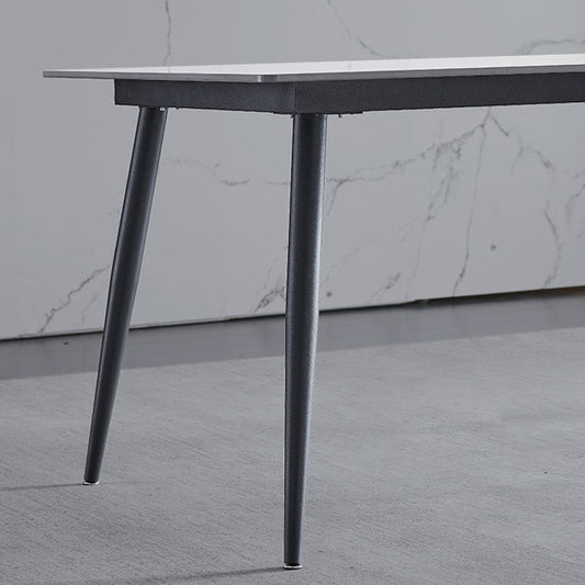 Metal Contemporary Rectangular Dining Table Sintered Stone Table with Metal Legs